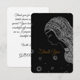Elegant Black & White Bridal Shower Thank You Card
