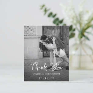 Elegant Black White Budget Wedding Thank You Card