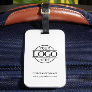 Elegant Black White Business Logo Employee Travel Luggage Tag