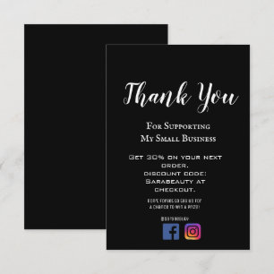 Elegant Black & White Business Order  Thank You Card