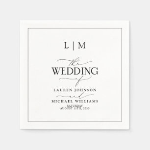 Elegant Black & White Calligraphy Monogram Wedding Napkin