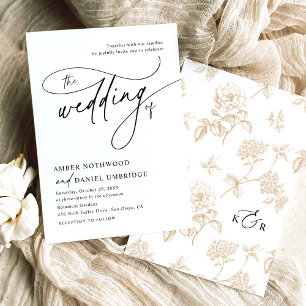 Elegant Black & White Calligraphy Script Wedding Invitation
