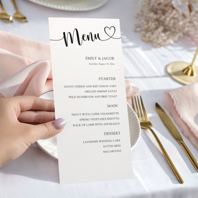 Elegant Black & White Calligraphy Wedding Menu (Creator Uploaded)