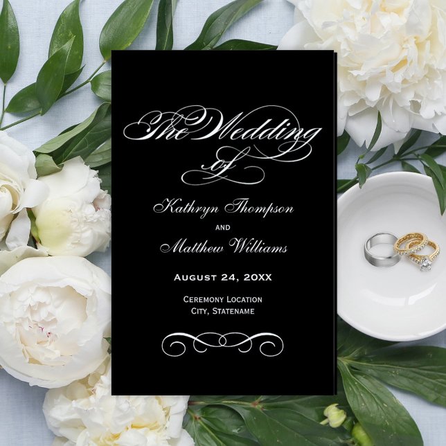 Elegant Black White Calligraphy Wedding Programs (Creator Uploaded)