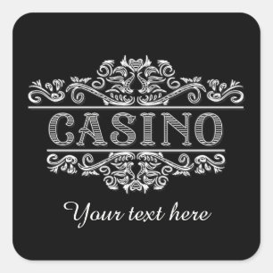 Elegant black white Casino Square Sticker