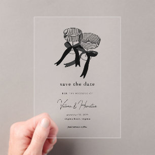 Elegant Black White Champagne Save the Date  Acrylic Invitations