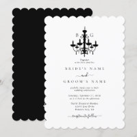 Elegant Black White Chandelier Monogram Wedding