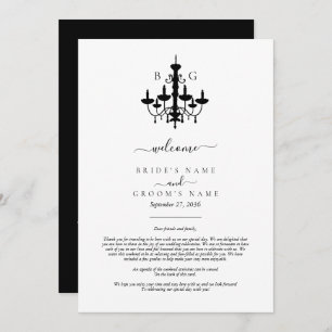 Elegant Black White Chandelier Wedding Itinerary
