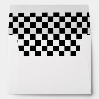 Elegant Black White Chequered Liner Wedding Envelope