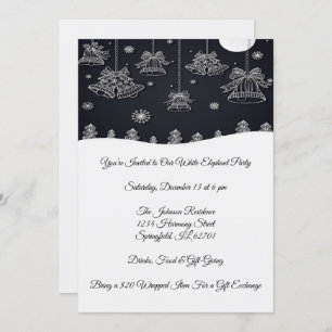 Elegant Black & White Chriatmas Party Celebration Invitation