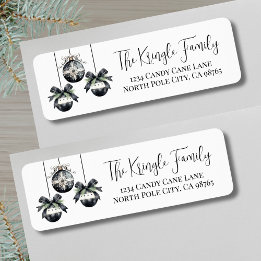 Elegant Black White Christmas Return Address