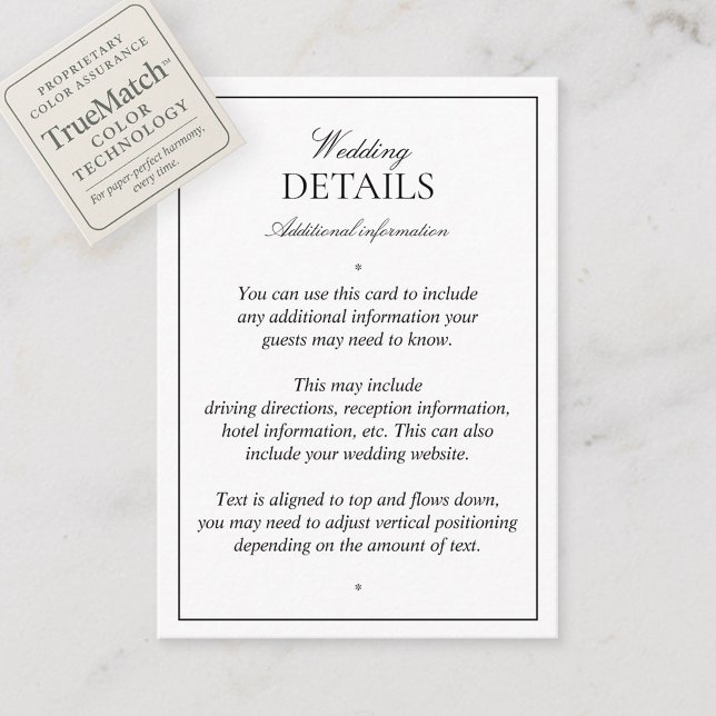 Elegant Black White Classic Script Details Enclosure Card (Creator Uploaded)