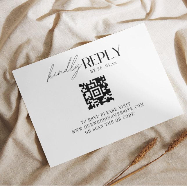 Elegant Black & White Classic Script QR code RSVP (Creator Uploaded)