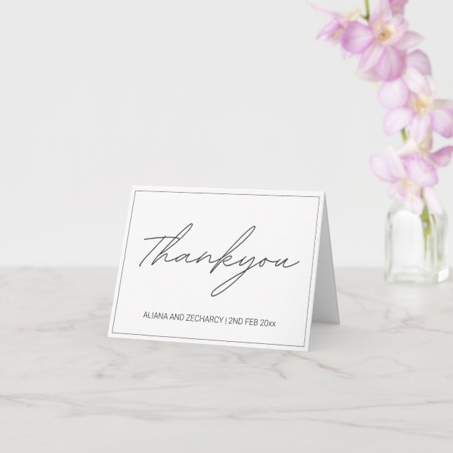 Elegant Black & White Classic Script Thank You  Card (Orchid)