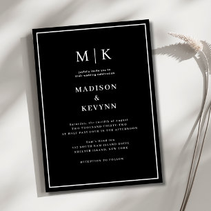 Elegant Black & White Classic Wedding Invitation