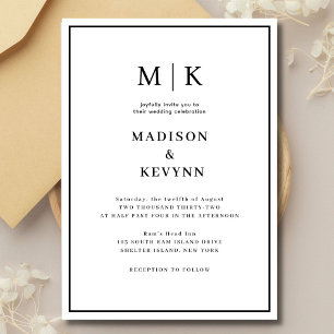Elegant Black & White Classic Wedding Invitation