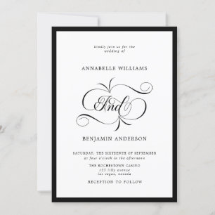 Elegant Black & White Classic Wedding Invitation