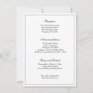 Elegant Black & White Classic Wedding Reception In Invitation