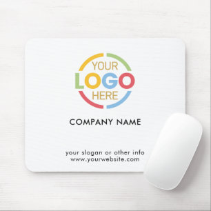 Elegant Black White Company Business Logo Branded Mouse Mat
