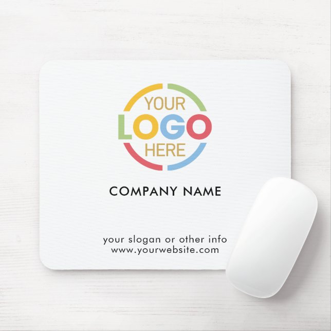 Elegant Black White Company Business Logo Branded Mouse Mat (With Mouse)