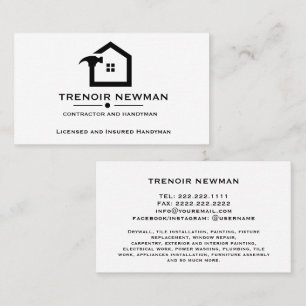 Elegant Black & White Construction Handyman Business Card