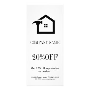 Elegant Black & White Construction Handyman Rack Card