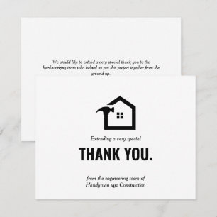 Elegant Black & White Construction Handyman Thank You Card