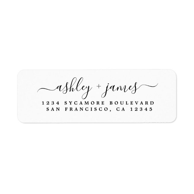 Elegant Black White Couple Return Address Label (Front)