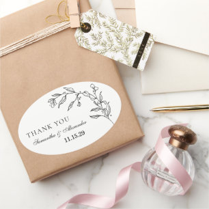 Elegant Black & White Crest Oval Sticker