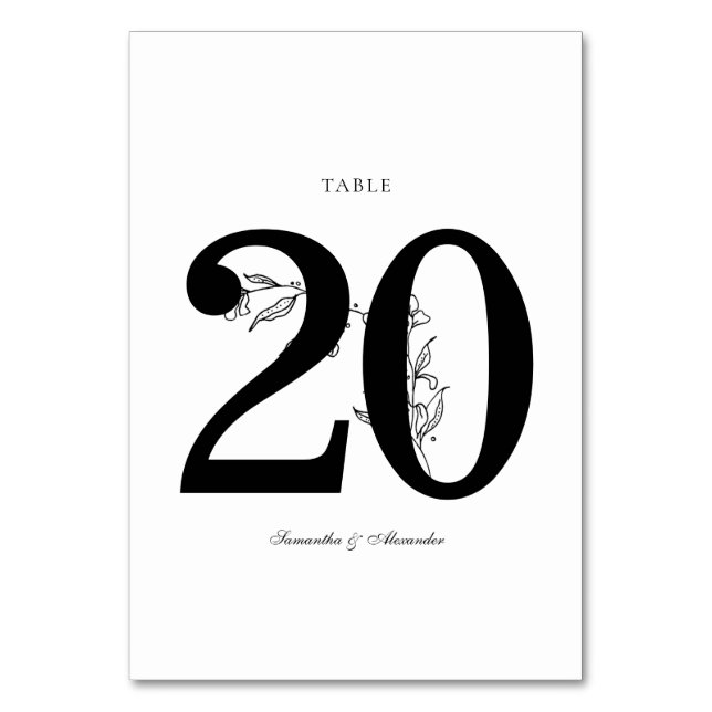 Elegant Black & White Crest Table Number (Front)