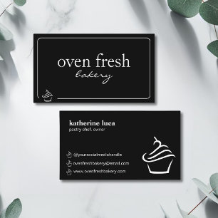 Elegant Black White Cupcake Bakery Business Card