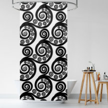 Elegant Black & White Curly Swirls Shower Curtain