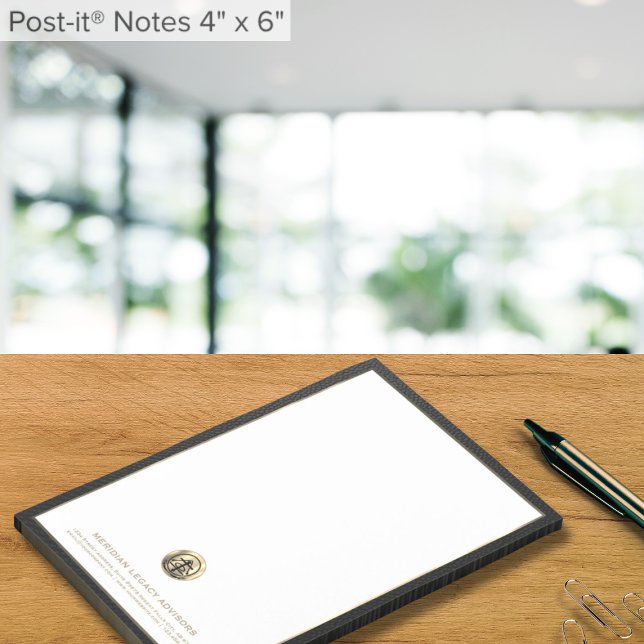 Elegant Black White Custom Logo 4x6 Post-it Notes (Creator Uploaded)