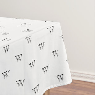 Elegant black white custom monogram initial chic tablecloth