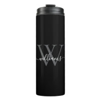 Elegant Black White Custom Monogram Script Name
