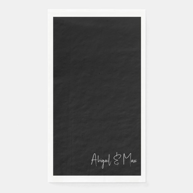 Elegant Black & White Custom Paper Guest Towels Napkin (Front)