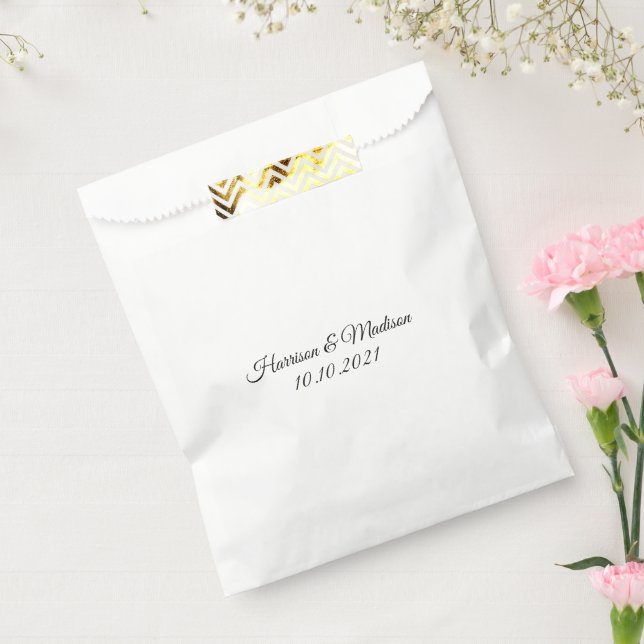 Elegant black white custom script name wedding favour bags (Sealed)