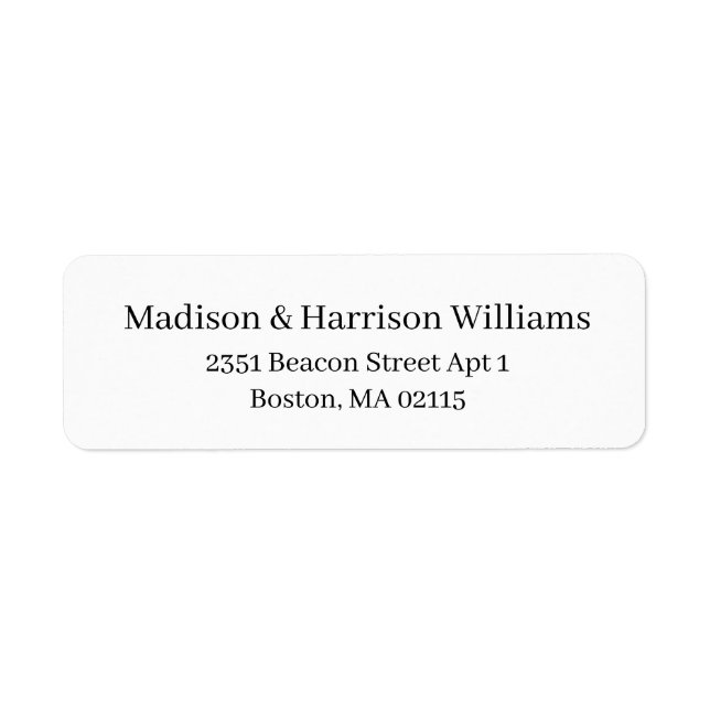 Elegant black white Custom Serif return address (Front)