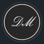 Elegant Black White Customise Monogram Stickers<br><div class="desc">Add these stickers to invitations,  cards or commencement envelops for graduates,  birthdays or party supplies. Personalise the text can change font or letters. Change colours of background or Text.</div>