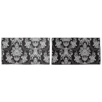 Elegant Black White Damask Metallic