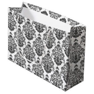elegant black white Damask party Large Gift Bag