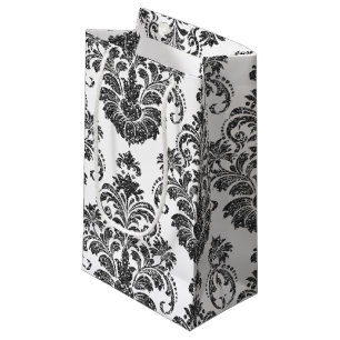 elegant black white Damask party Small Gift Bag