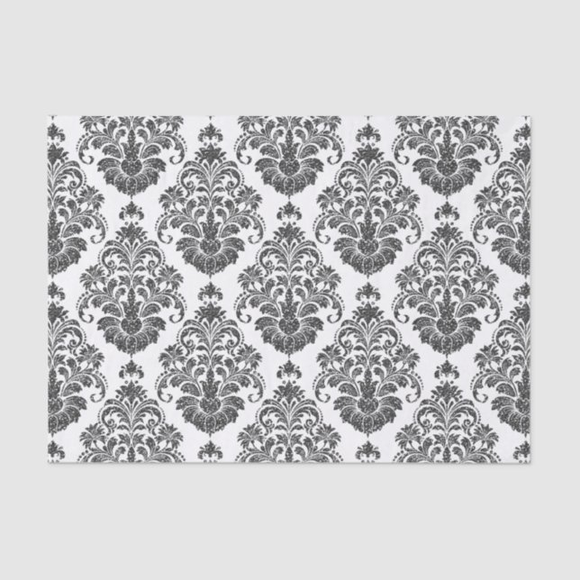 elegant black white Damask party Tissue Paper (Front)