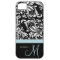 Elegant Black & White Damask Pattern with Monogram