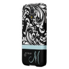 Elegant Black & White Damask Pattern with Monogram