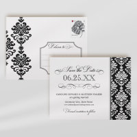 Elegant Black White Damask Scrollwork Wedding