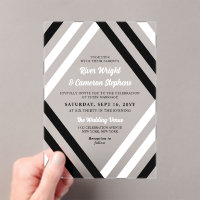 Elegant Black White Diamond Stripes Modern Wedding