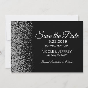 Elegant Black & White Diamond Wedding Save Date Save The Date