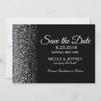 Elegant Black & White Diamond Wedding Save Date Save The Date