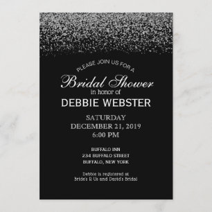 Elegant Black & White Diamond Wedding Shower Invitation